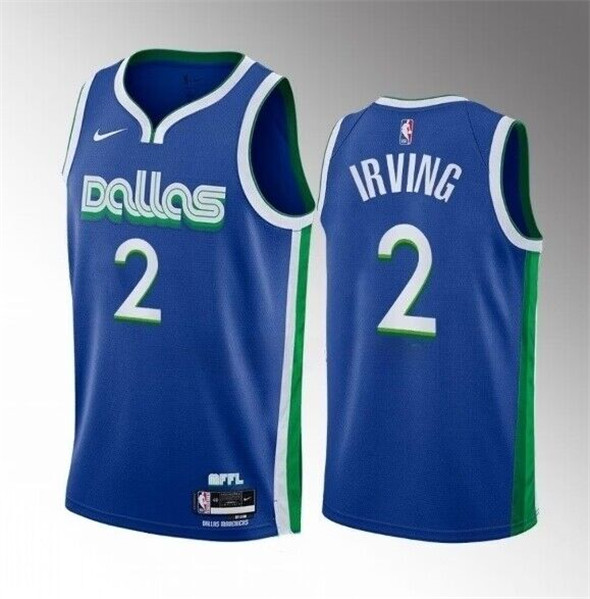 Men%27s Dallas Mavericks #2 Kyrie Irving Blue City Edition Stitched Basketball Jersey